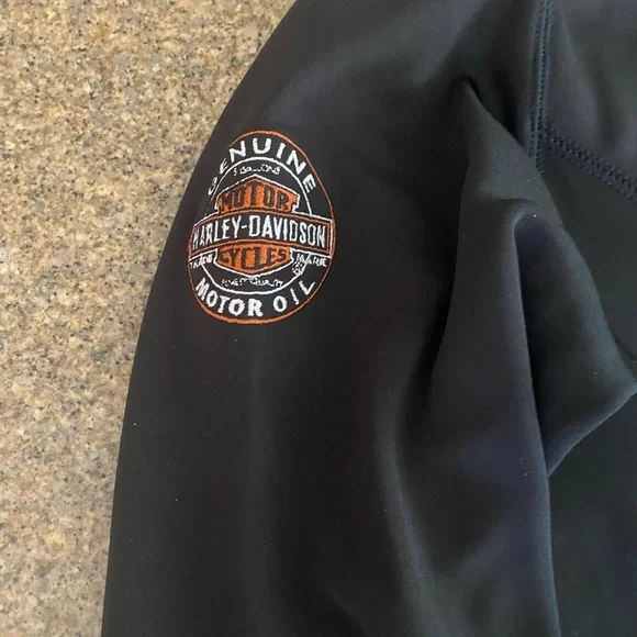 Authentic 3 in 1 Harley Davidson Black Orange Miss Enthusiast Leather Jacket Lrg - Picture 15 of 15